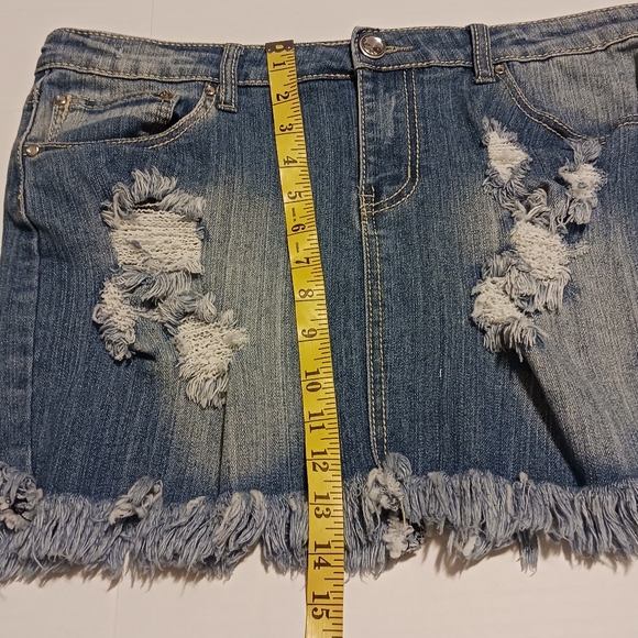 rue 21   Skirt Women's Distressed Denim Mini, Sz 11/12, Blue, American Flag - Picture 3 of 10